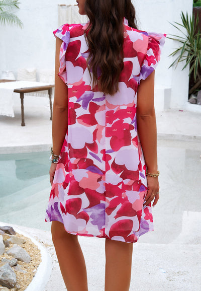 Ruffled Sleeveless Floral Dress