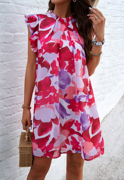 Ruffled Sleeveless Floral Dress