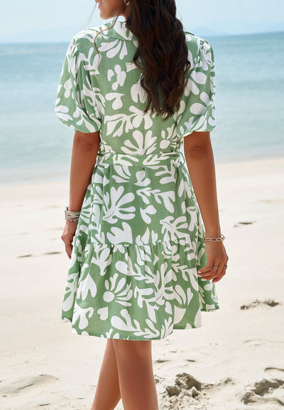 Bold Print Belted Shirt Dress