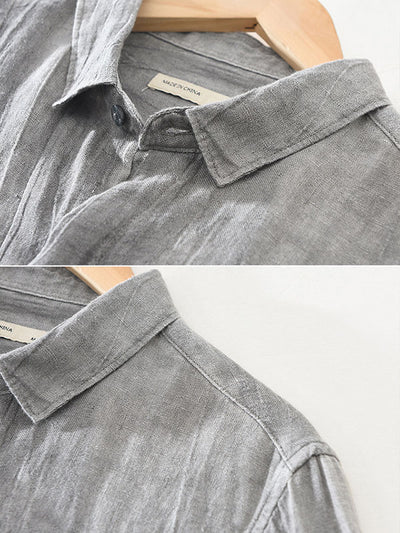 Men's Linen Crumpled Long Sleeve Shirt