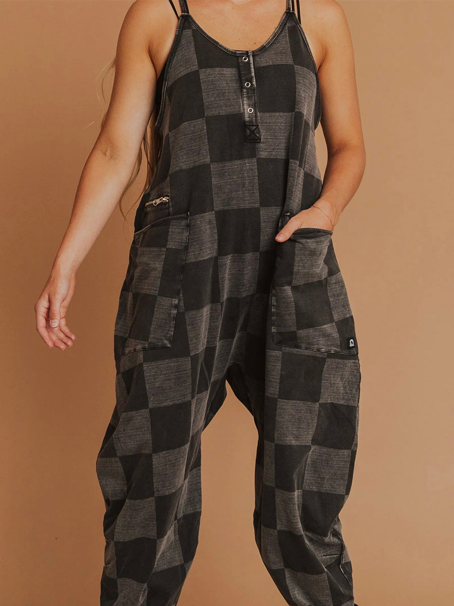 Oversized Women's Checkered Jumpsuit
