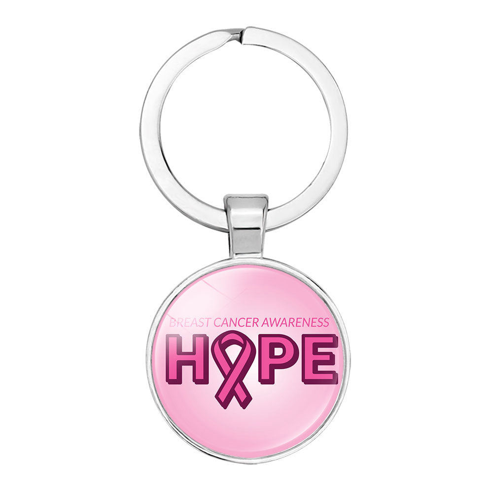 Breast Cancer Awareness Pink Ribbon Keychain