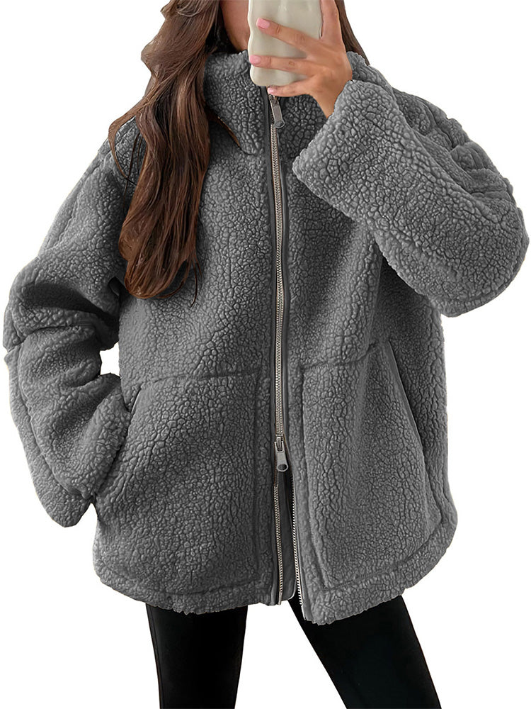 Cozy Sherpa Fleece Zip-Up Jacket for Women