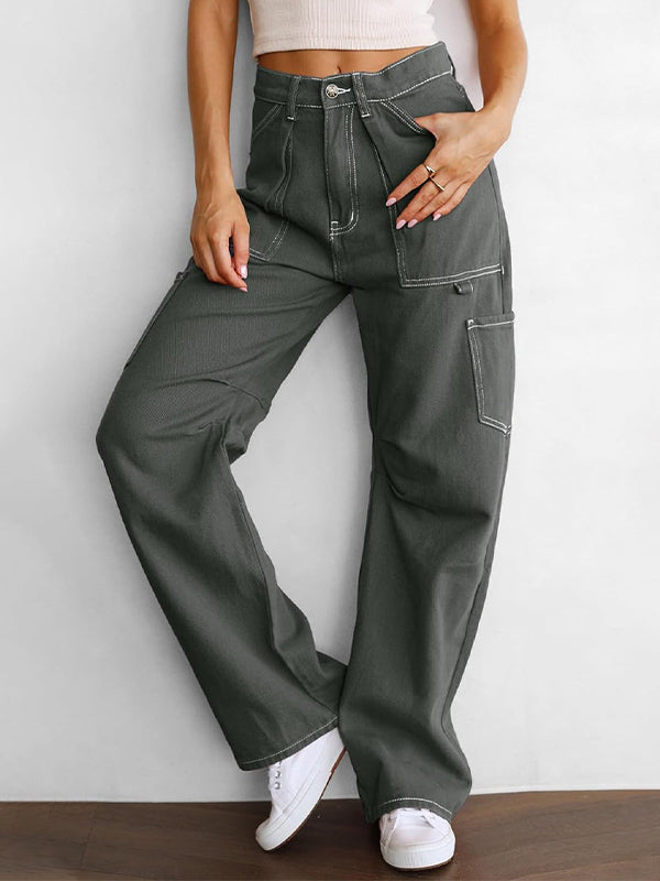 Women's 6 Pockets High Waisted Cargo Pants