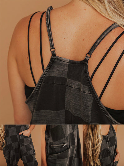 Oversized Women's Checkered Jumpsuit