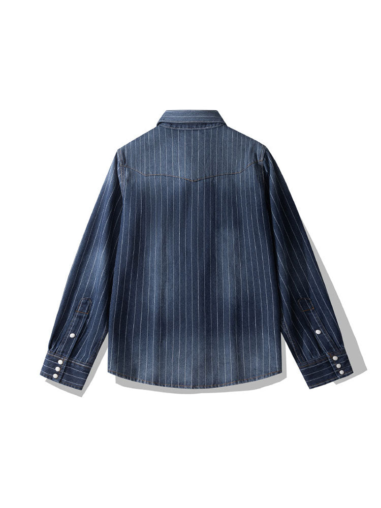 Chemise en jean rayée d'inspiration vintage pour homme