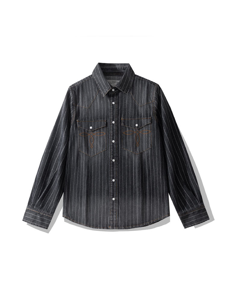Chemise en jean rayée d'inspiration vintage pour homme