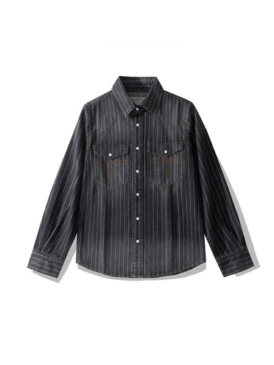 Chemise en jean rayée d'inspiration vintage pour homme