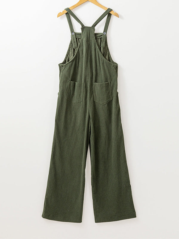 Women's Cozy Corduroy Loose Fit Overalls