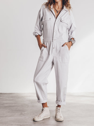 Women's Relaxed Fit Button Front Jumpsuit