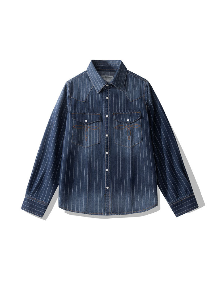Chemise en jean rayée d'inspiration vintage pour homme