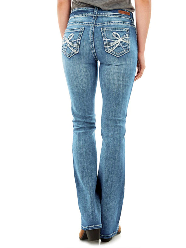 Mid-Rise Embroidered Curvy Bootcut Jeans