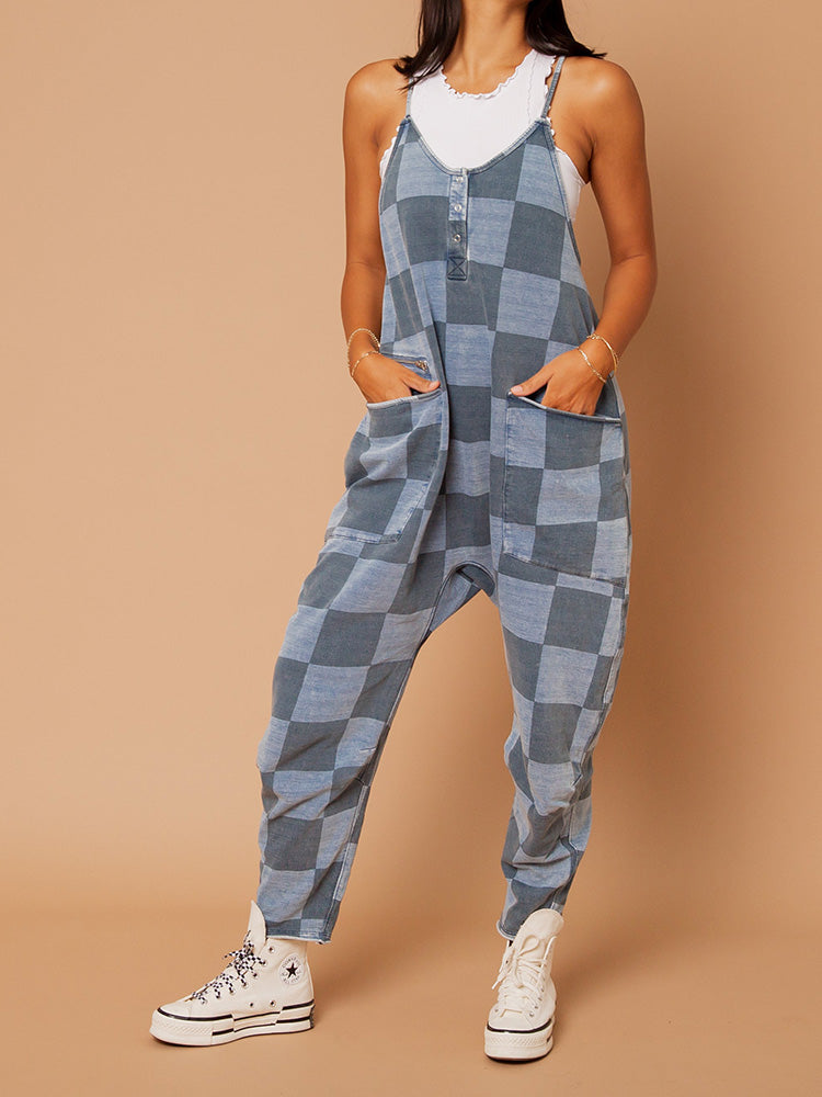 Oversized Women's Checkered Jumpsuit