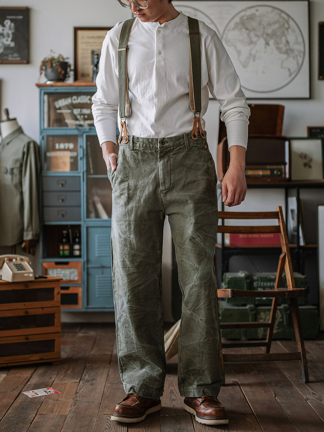 15oz Heavyweight Canvas Trousers with Suspenders