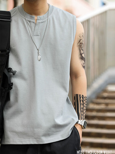 Men's Sleeveless Henley Tank Top