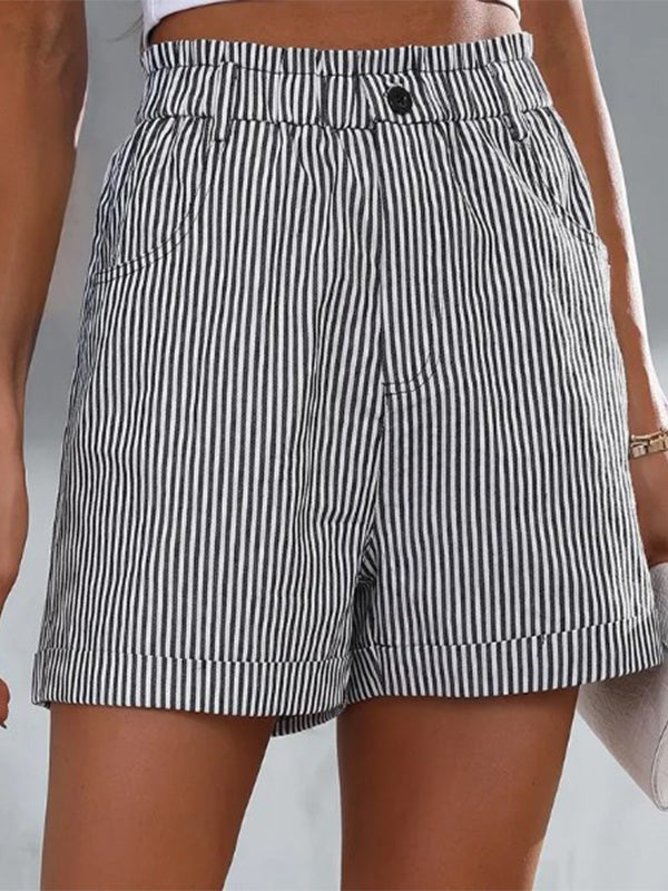 Women's Casual Cuffed Comfy Stripe Shorts