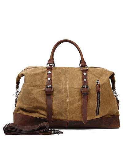 Vintage-Inspired Waxed Canvas Leather Holdall Bag