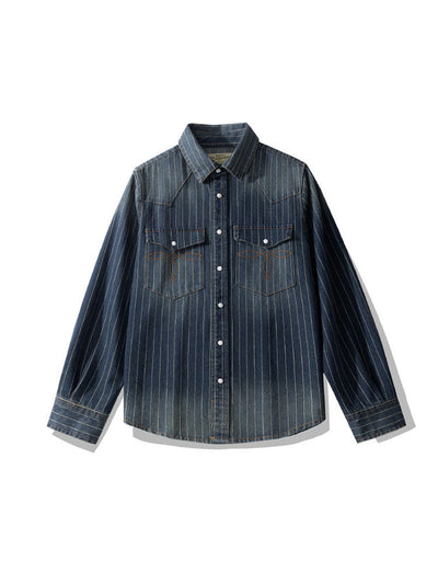 Chemise en jean rayée d'inspiration vintage pour homme