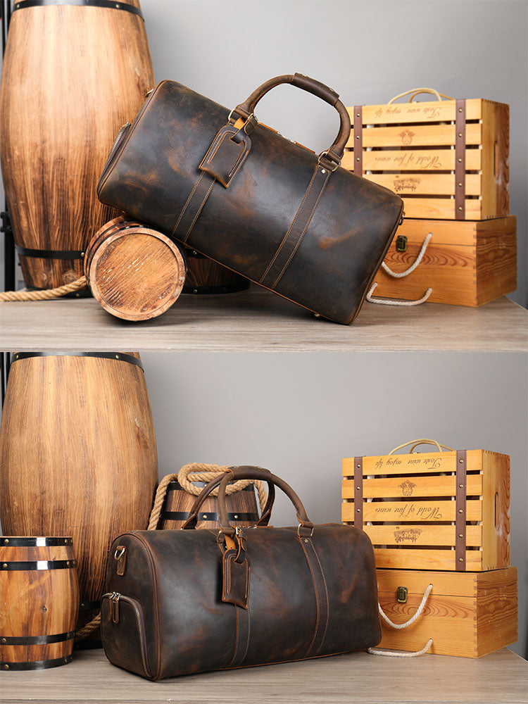 Premium Crazy Horse Leather Duffle Bag