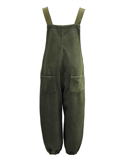 Women's Cozy Fleece Overalls with Coconut Shell Buttons