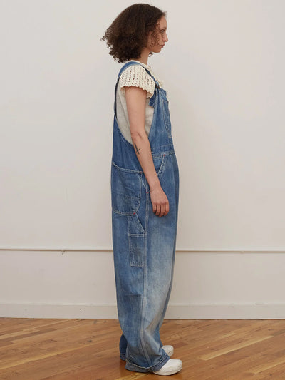 Oversized Vintage Wash Wide Leg Bib Overalls