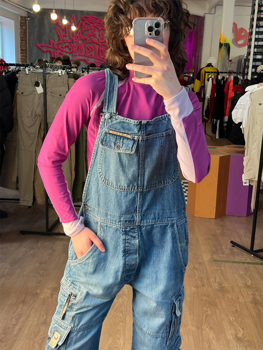 Women's Denim Cargo Overalls