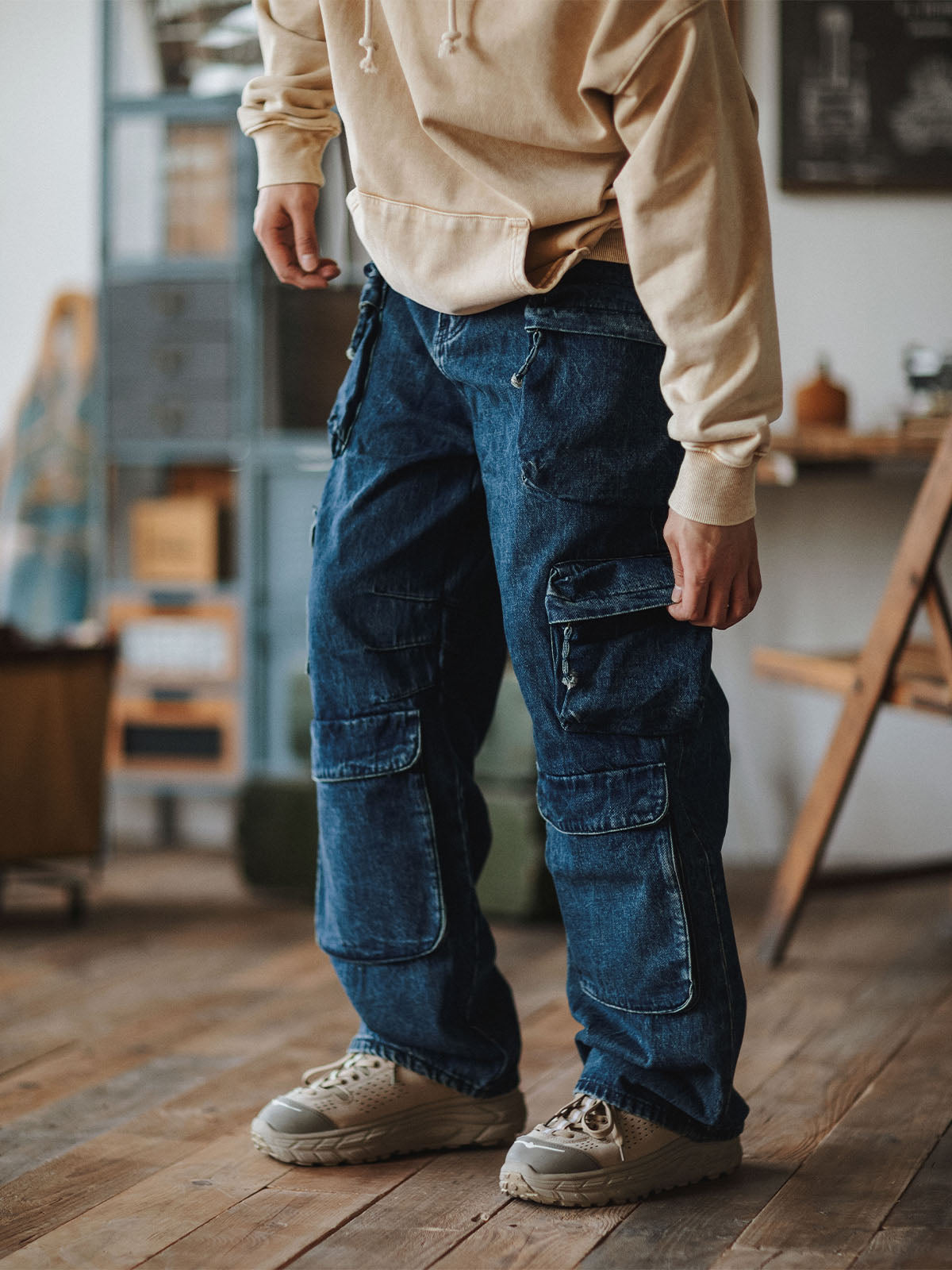 Pantalon Cruiser à poches cargo en denim épais