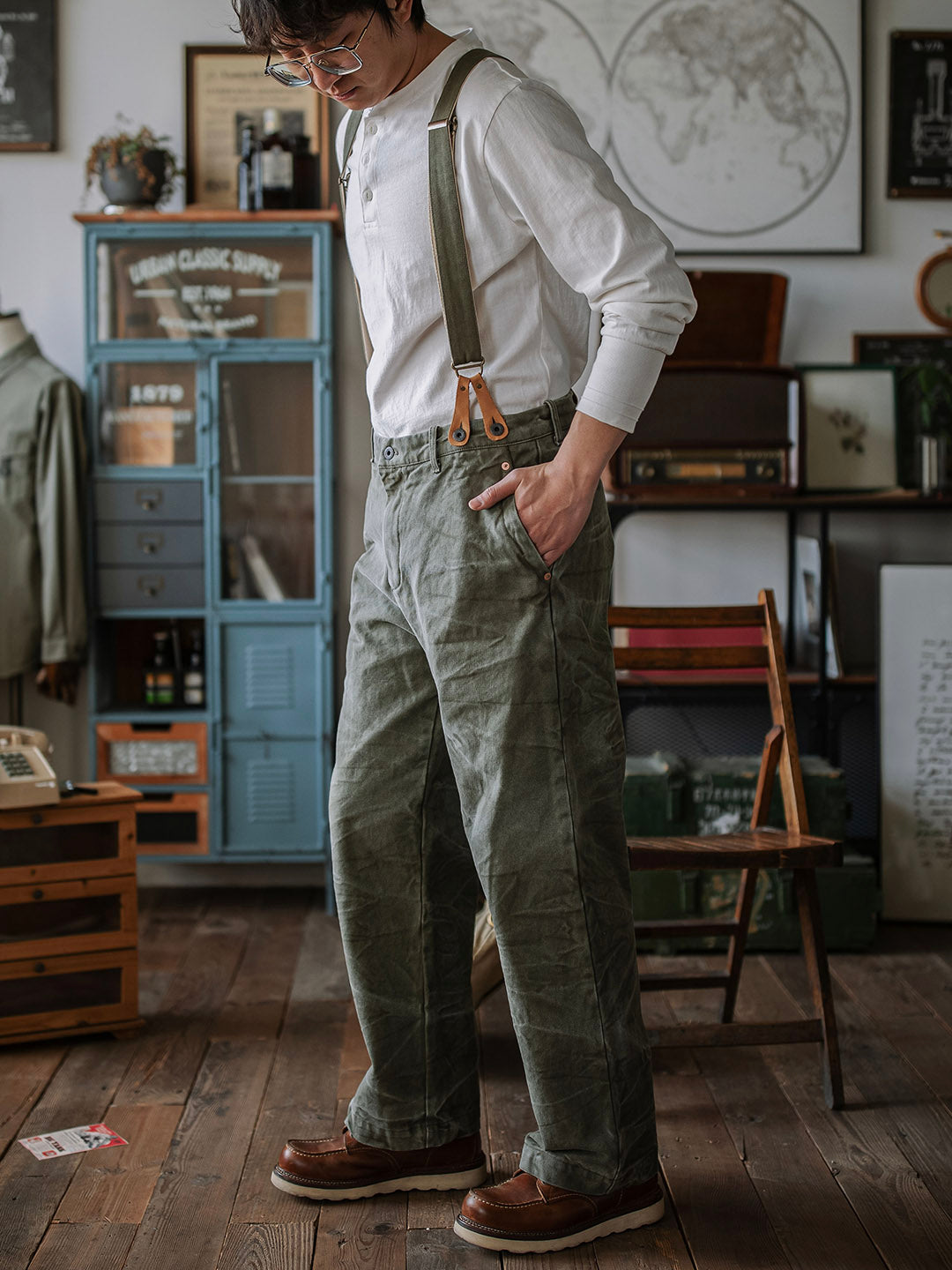 15oz Heavyweight Canvas Trousers with Suspenders