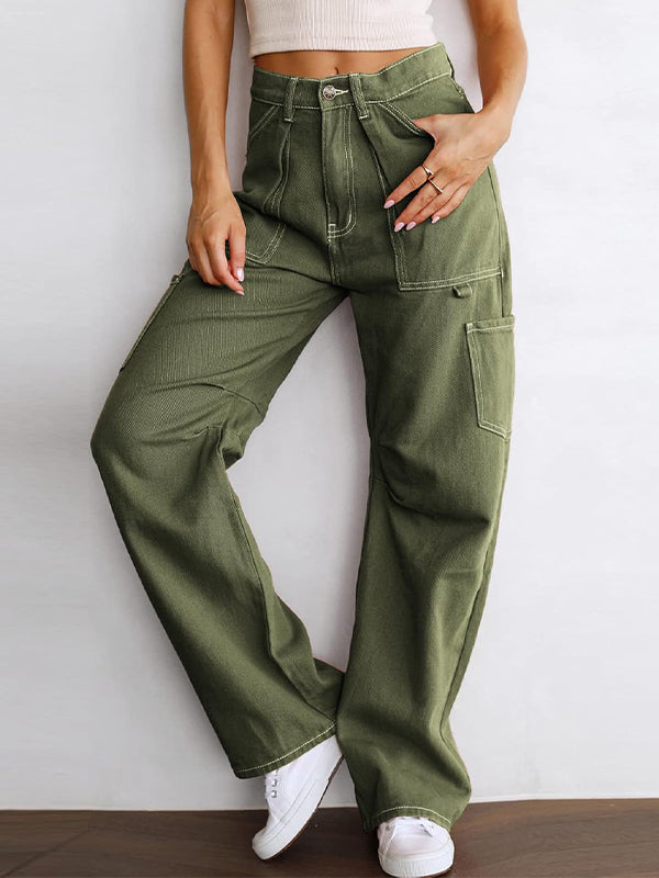 Women's 6 Pockets High Waisted Cargo Pants