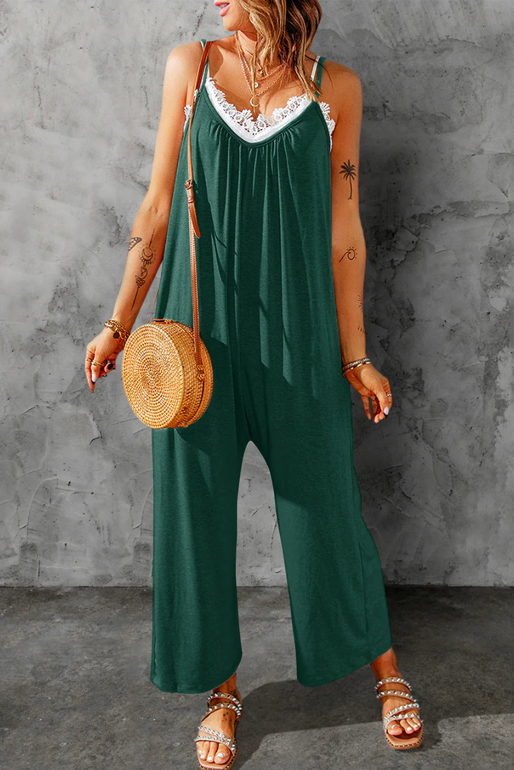 Women's Spaghetti Strap Wide Leg Jumpsuit