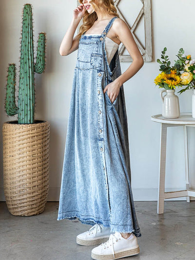 Women's Mineral Washed Denim Overall Dress