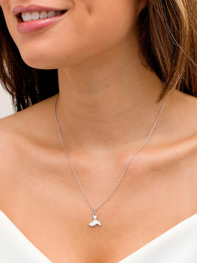 White Flare Dress Pendant in Sterling Silver Necklace