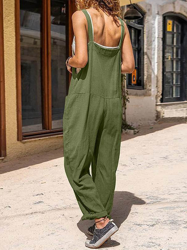 Women's Casual Loose Button Shoulder Strap Overalls