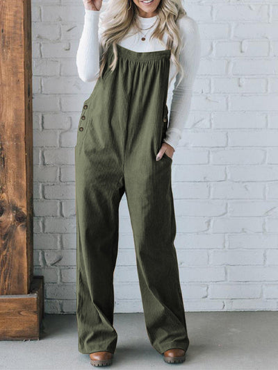 Women's Cozy Corduroy Loose Fit Overalls