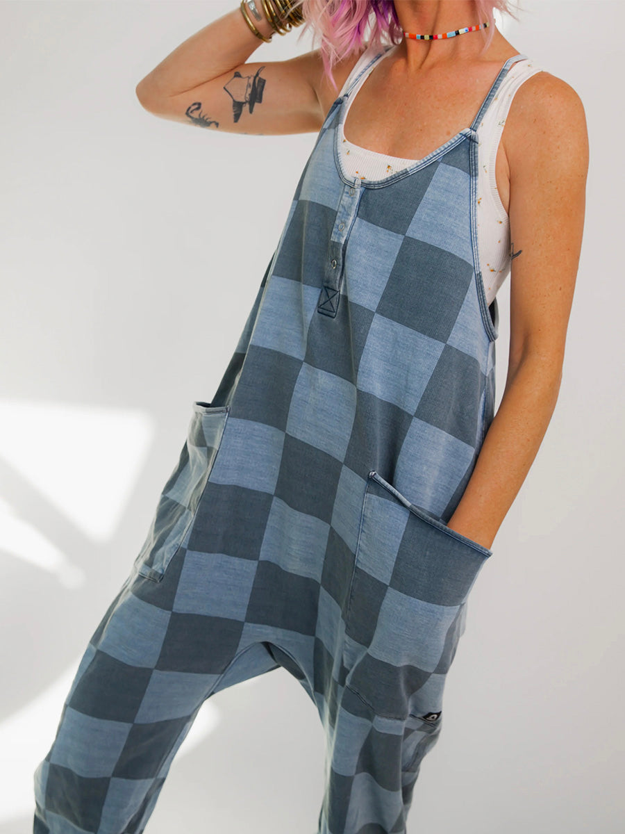 Oversized Women's Checkered Jumpsuit
