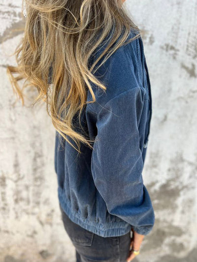 Women's Casual Corduroy Zip-Up Hooded Jacket
