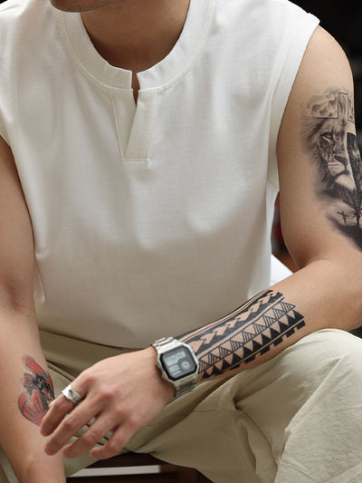 Men's Sleeveless Henley Tank Top