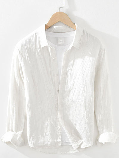 Men's Linen Crumpled Long Sleeve Shirt