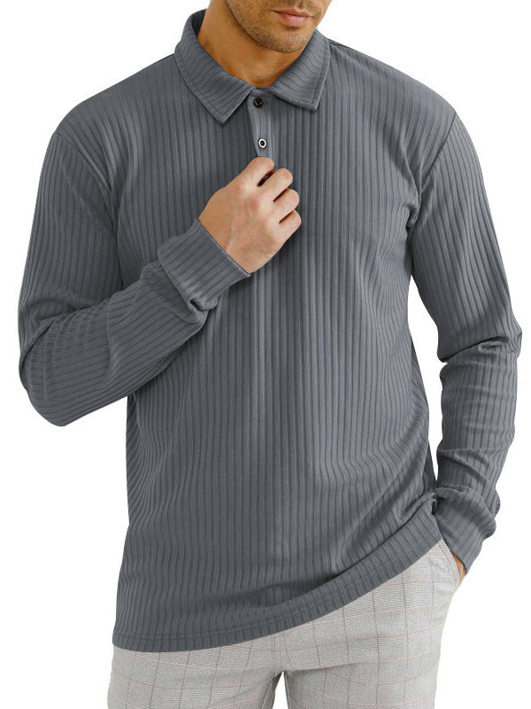 Men's Classic Casual Long Sleeve Polo Shirt