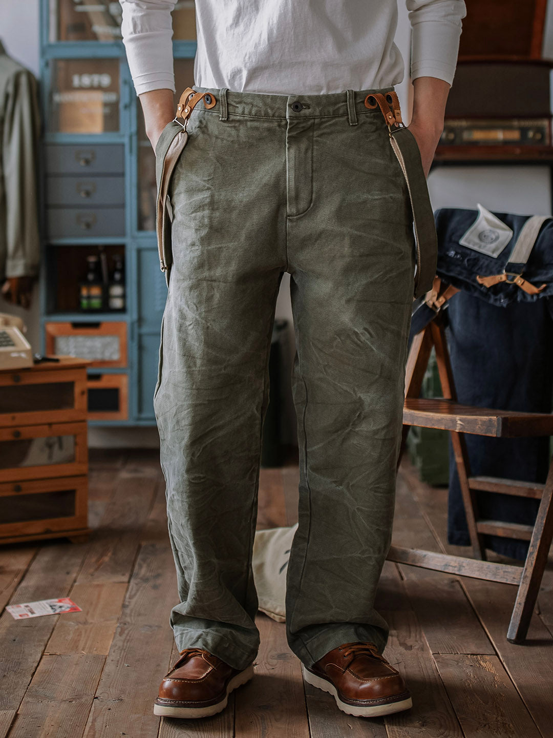 15oz Heavyweight Canvas Trousers with Suspenders