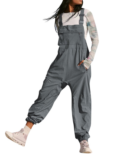Women's Cargo Overalls With Zippered Pockets