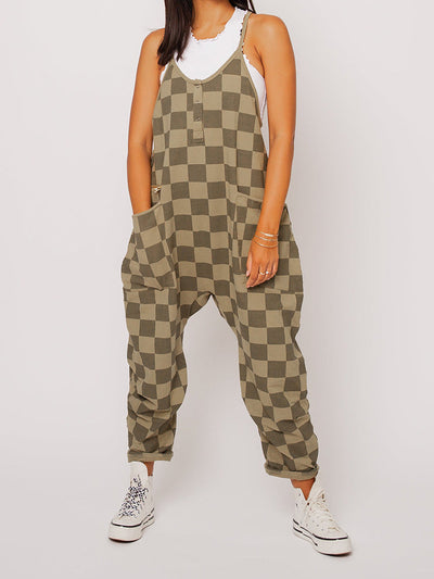 Oversized Women's Checkered Jumpsuit