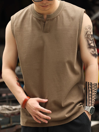 Men's Sleeveless Henley Tank Top