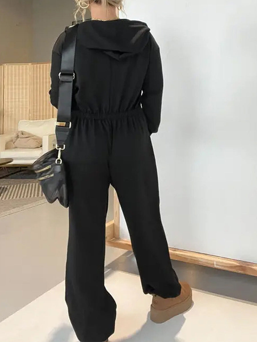 Women's Long Sleeve Hooded Jumpsuit