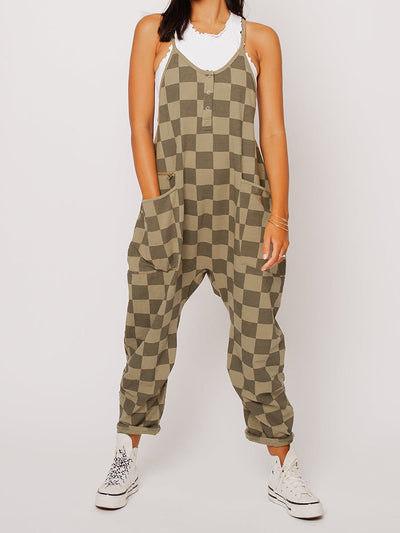 Oversized Women's Checkered Jumpsuit