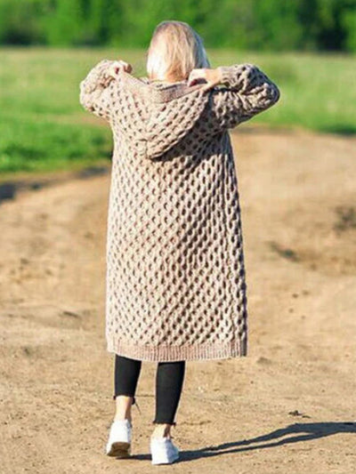 Boho Winter Warm Hooded Cardigan Knit Sweater