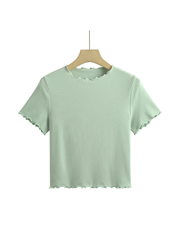 Women's Ruffled-Edge Short Sleeve Tees