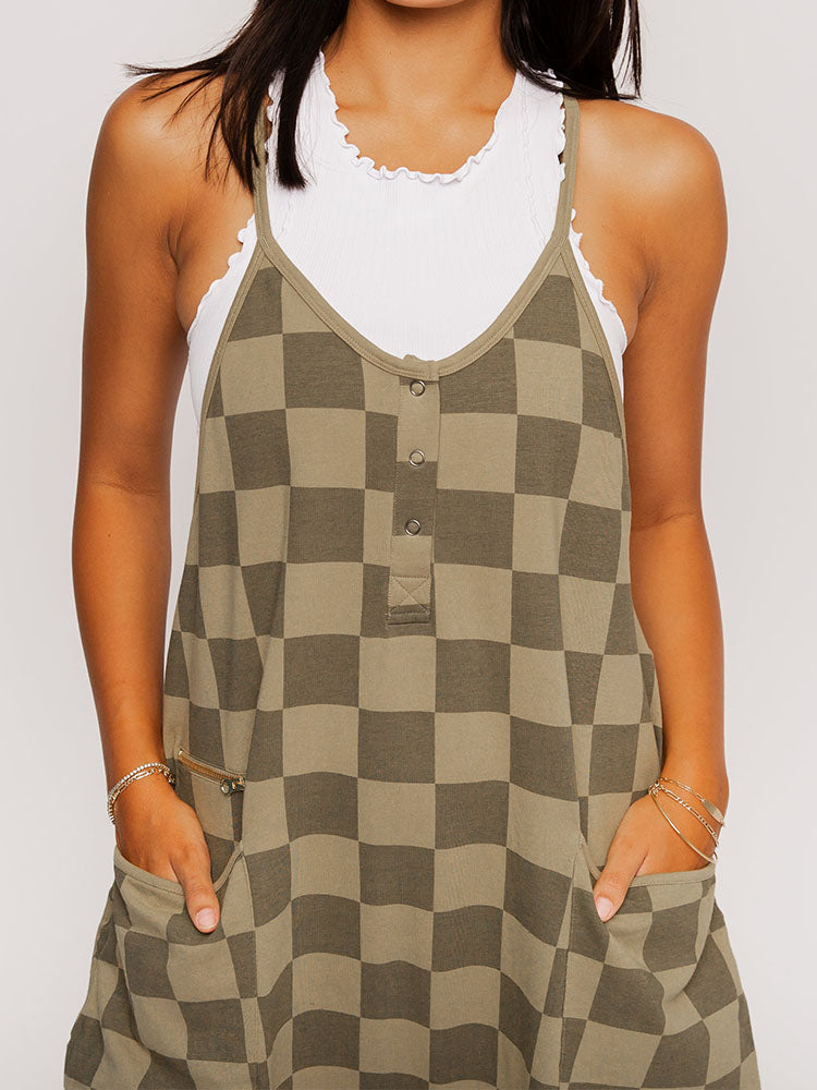 Oversized Women's Checkered Jumpsuit