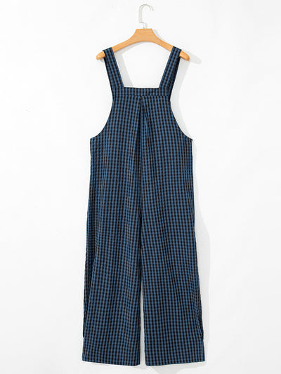 Women's Casual Plaid Wide-Leg Overalls
