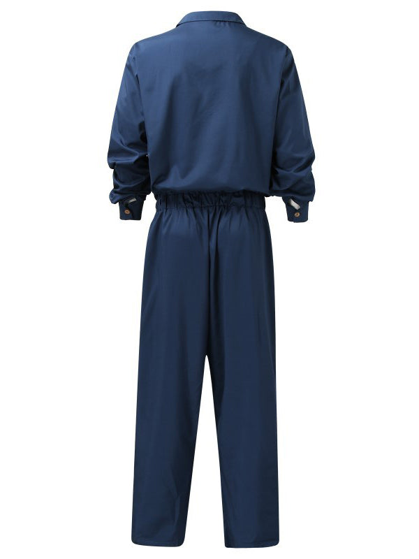 Men's Button Up Coveralls Long Sleeve Jumpsuit